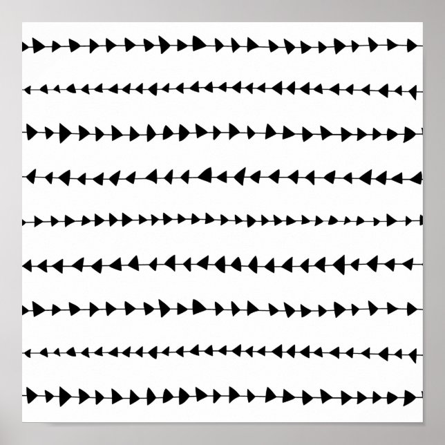 Black  White Aztec Arrows Pattern Poster (Front)