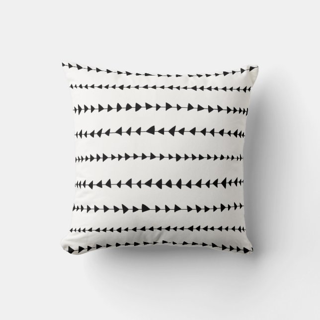Black White Aztec Arrows Pattern Throw Pillow (Front)