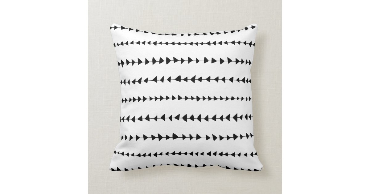 Black White Aztec Arrows Pattern Throw Pillow