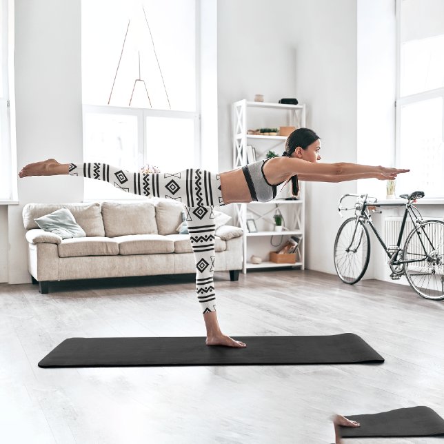 Black White Aztec Capri Leggings (Creator Uploaded)