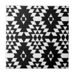 Black &amp; White Aztec Pattern Tile at Zazzle