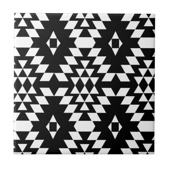 Black & White Aztec Pattern Tile