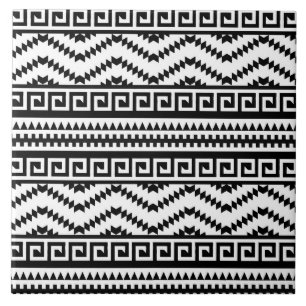 black white aztec tiled pattern ceramic tile
