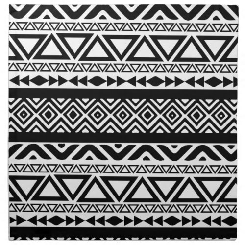 Black White Aztec Tribal Pattern Napkin