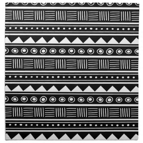 Black  White Aztec Tribal Pattern Napkin