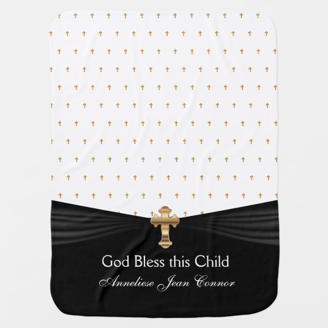 Black & White Baby | Baptism | Personalize Baby Blanket (Front)