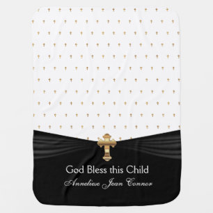 Black & White Baby   Baptism   Personalize Blanket