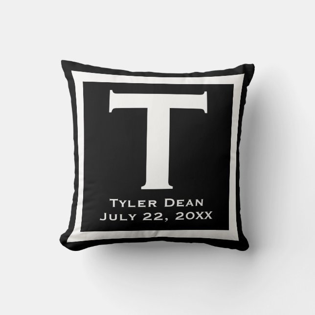 Black White Baby Boy Girl Newborn Gift Throw Pillow (Front)