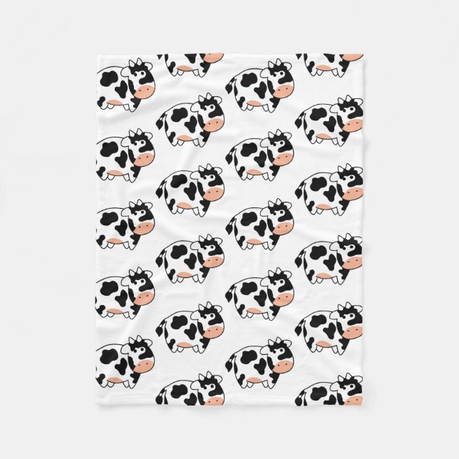 Black & White Baby Cow Fleece Blanket (Front)