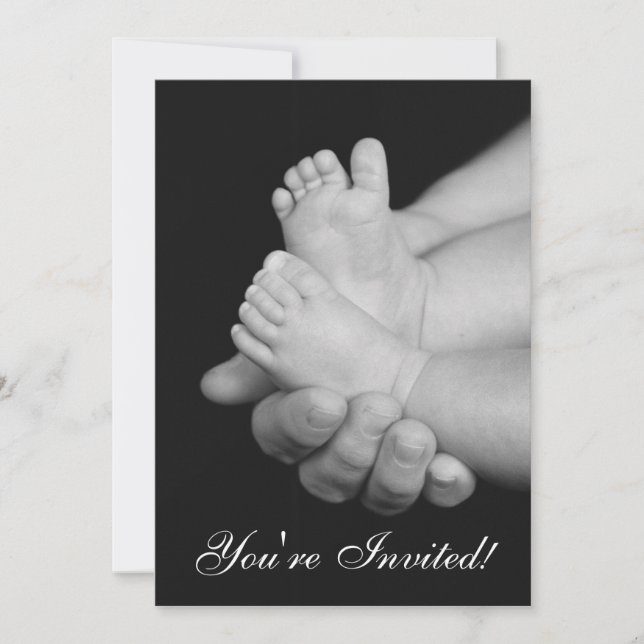 Black & White Baby Feet Baby Shower Invitation (Front)