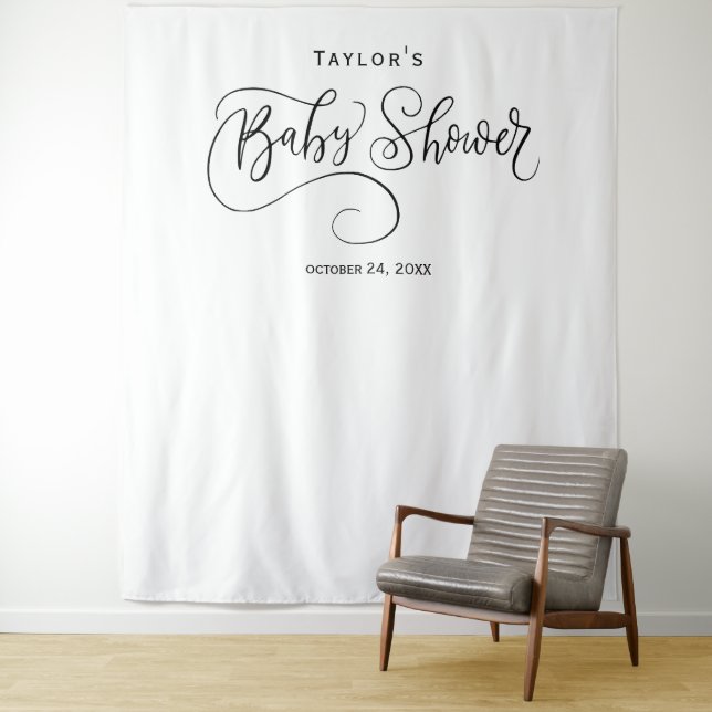 Black & White Baby Shower Backdrop (In Situ)