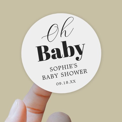 Black White Baby Shower Thank You Classic Round Sticker