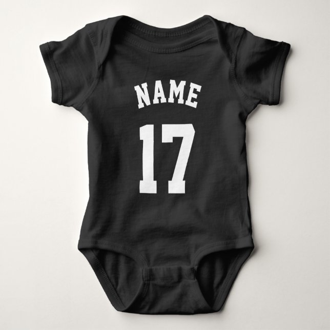 Black & White Baby | Sports Jersey Design Baby Bodysuit (Front)
