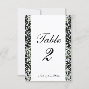Black & White Babys Breath Wedding Table Cards