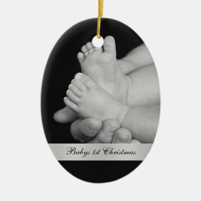 Black & White Babys First Christmas Ornament (Front)