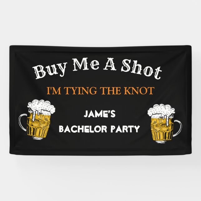 Black White Bachelor Party Backdrop Custom  Banner (Horizontal)