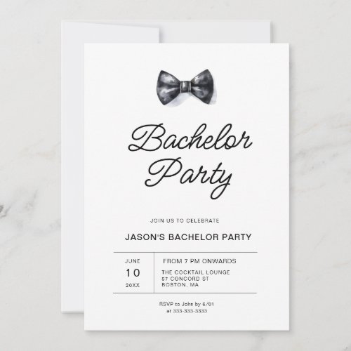 Black  White Bachelor Party Invitation