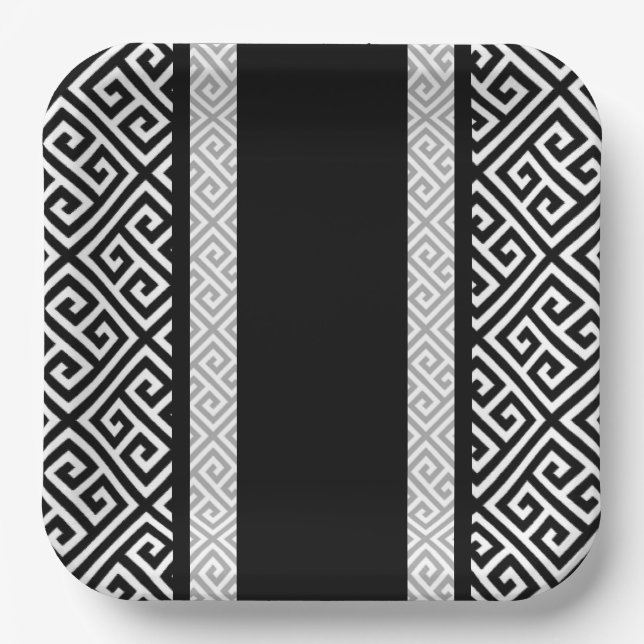 Black & white bachelor party paper plates (Front)