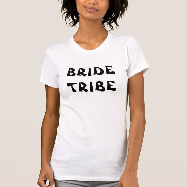  Black & White Bachelorette Party Name Bride Tribe T-Shirt (Front)