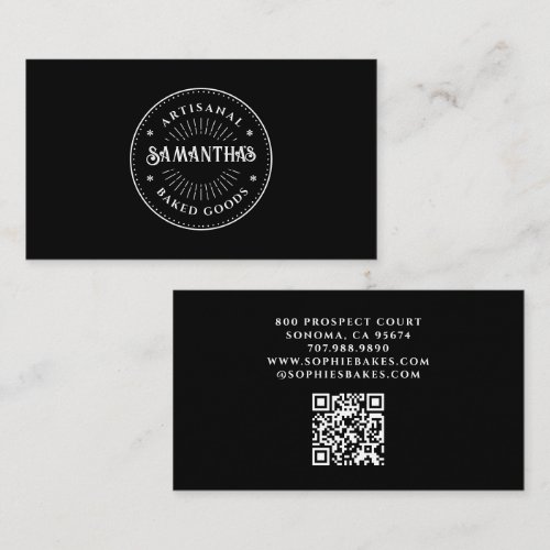 Black White Baker Bakery Logo Business Card