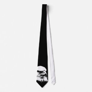 Black & White Bald American Eagle Neck Tie