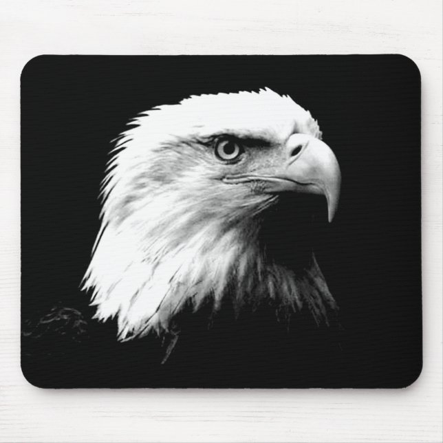 Black & White Bald Eagle Mouse Pad (Front)