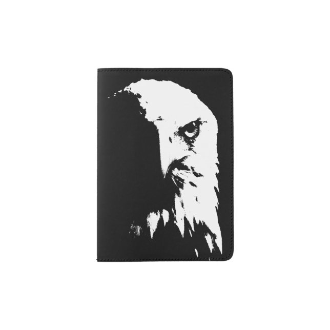 Black & White Bald Eagle Passport Holder (Front)