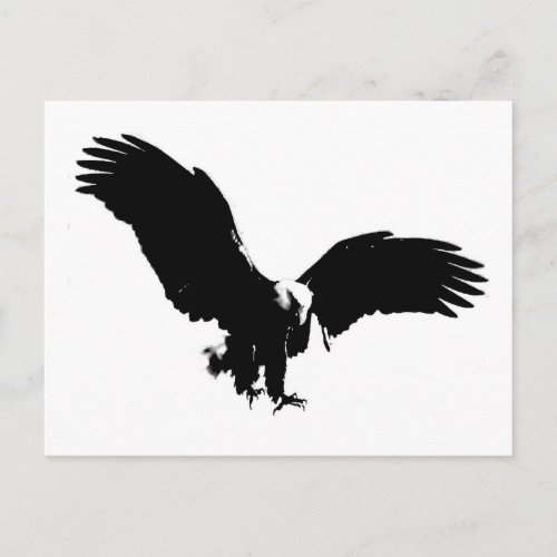 Black  White Bald Eagle Silhouette Postcard