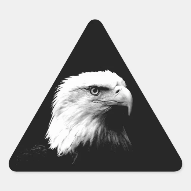 Black & White Bald Eagle Triangle Sticker | Zazzle
