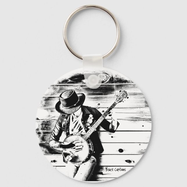 Black & White Banjo Man - Key ring (Front)