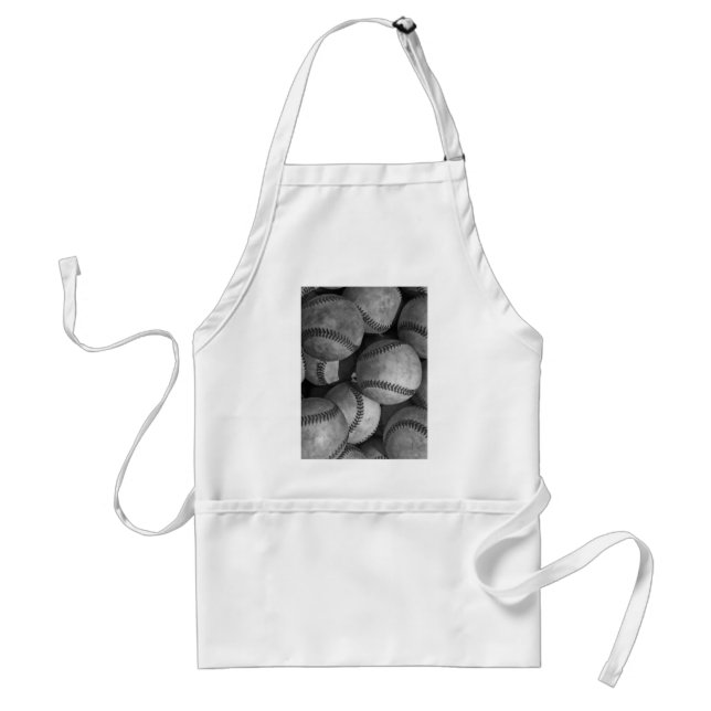 Black & White Baseball Adult Apron (Front)