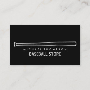 Black & White Baseball Bat, Baseball Player, Coach Business Card