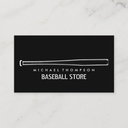 Black  White Baseball Bat Baseball Player Coach Business Card