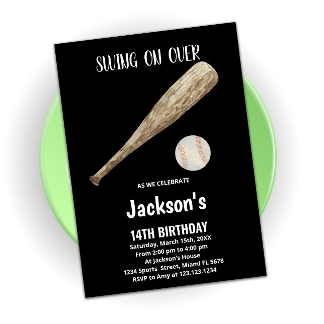 Black White Baseball Birthday Invitations (Creator Uploaded)