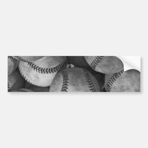 Black  White Baseball Bumper Sticker