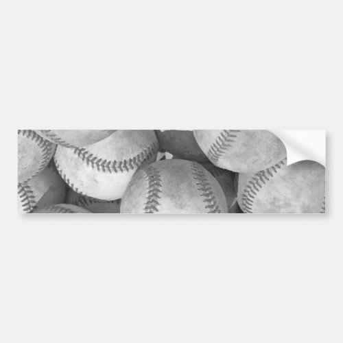 Black  White Baseball Bumper Sticker