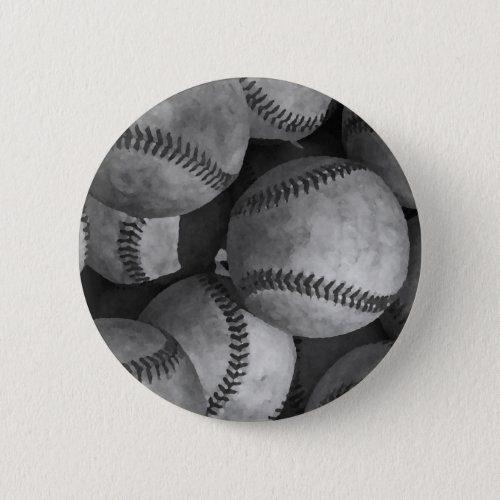 Black  White Baseball Button