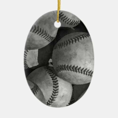 Black  White Baseball Ceramic Ornament