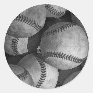 Black & White Baseball Classic Round Sticker