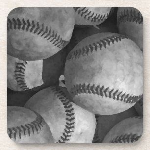 Black & White Baseball Coaster