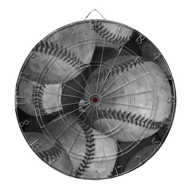Black & White Baseball Dart Board (Front)