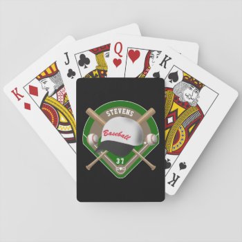Black | White Baseball Diamond Player Name Number Playing Cards by tjssportsmania at Zazzle
