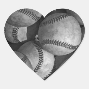 Black & White Baseball Heart Sticker