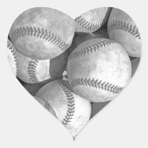 Black  White Baseball Heart Sticker