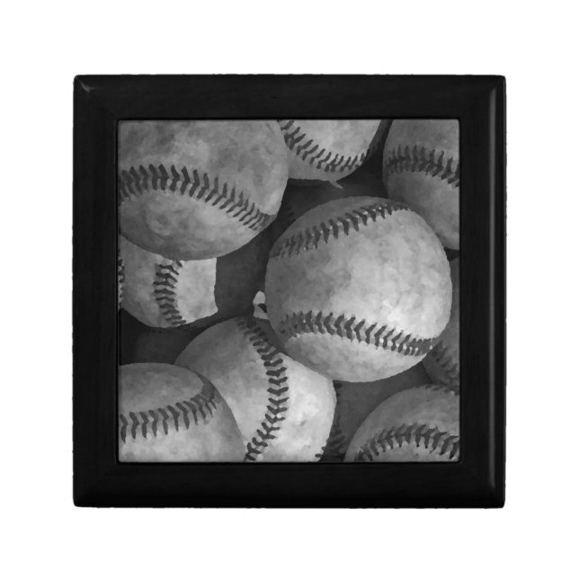 Black & White Baseball Keepsake Box (Front)