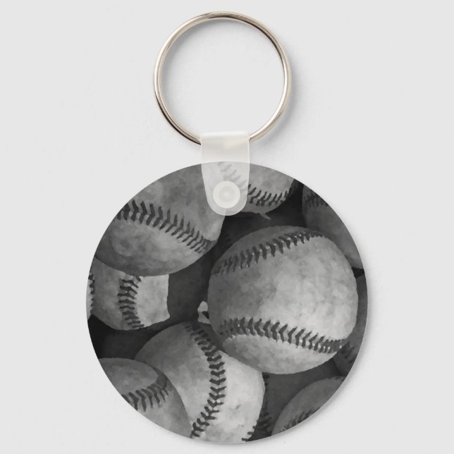 Black & White Baseball Keychain (Front)