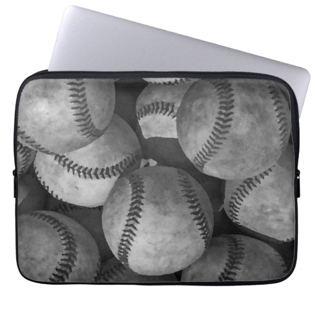 Black & White Baseball Laptop Sleeve (Front)