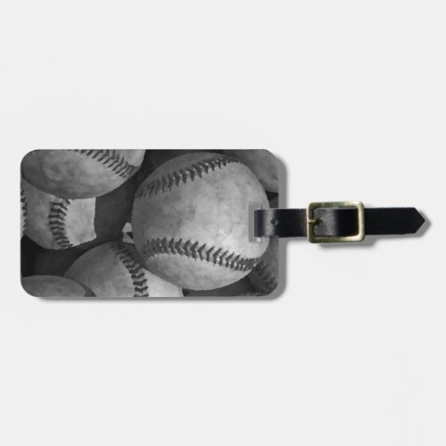 Black  White Baseball Luggage Tag