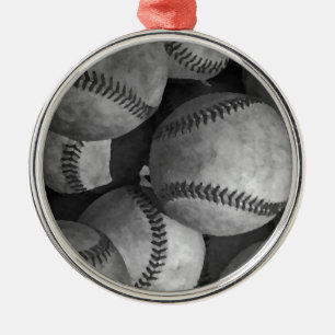 Black & White Baseball Metal Ornament