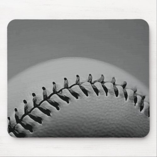 Black  White Baseball Mouse Pad